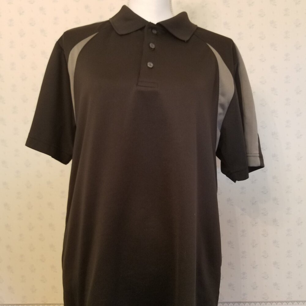 ARCHITECT GOLF PERFORMANANCE POLO-BLACK/GRAY COLORBLOCK, MEN'S MEDIUM